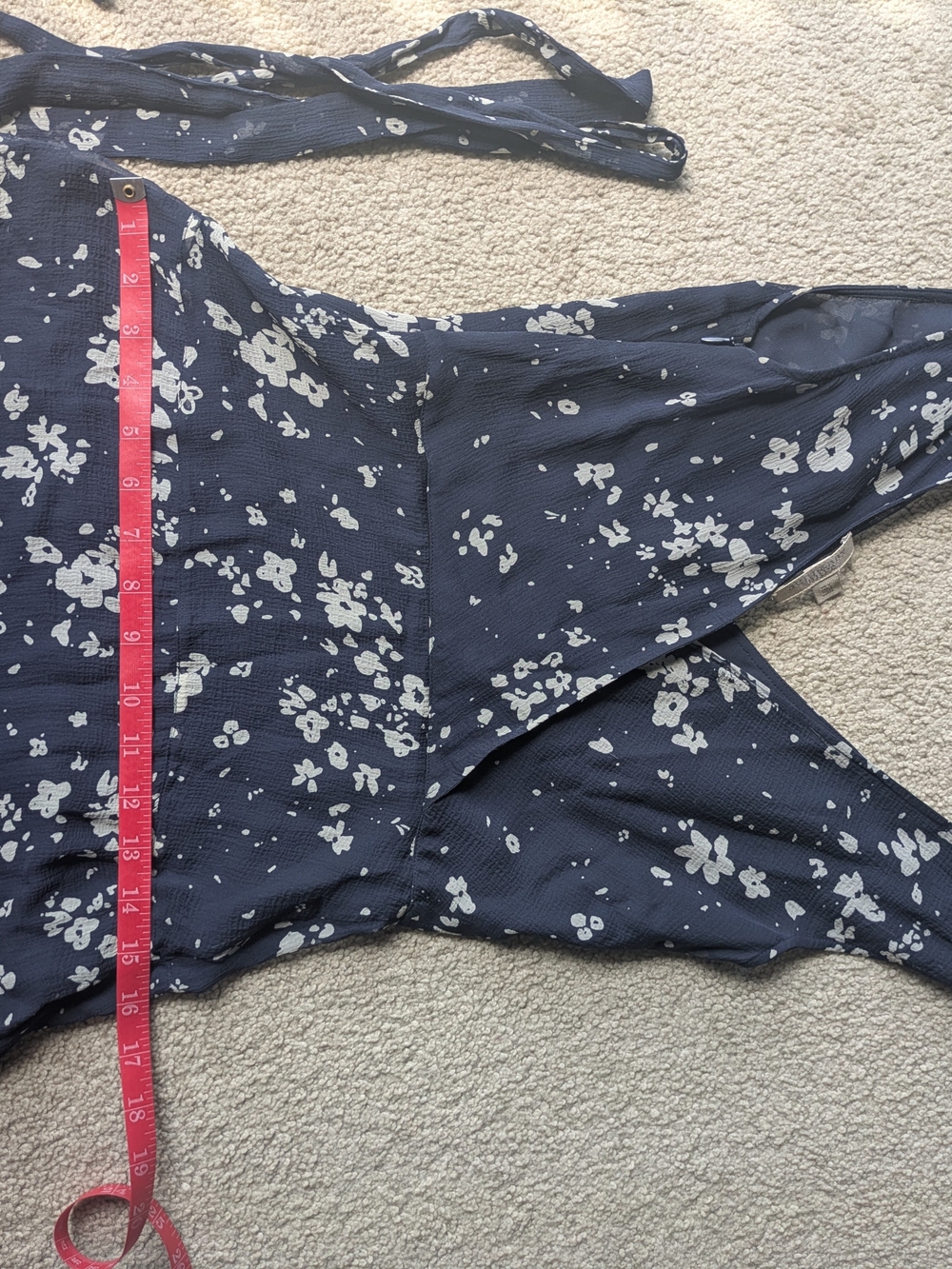 Burberry Brit Silk Navy Floral V-Neck Midi Dress Wedding Guest Brunch Summer - Picture 10 of 14